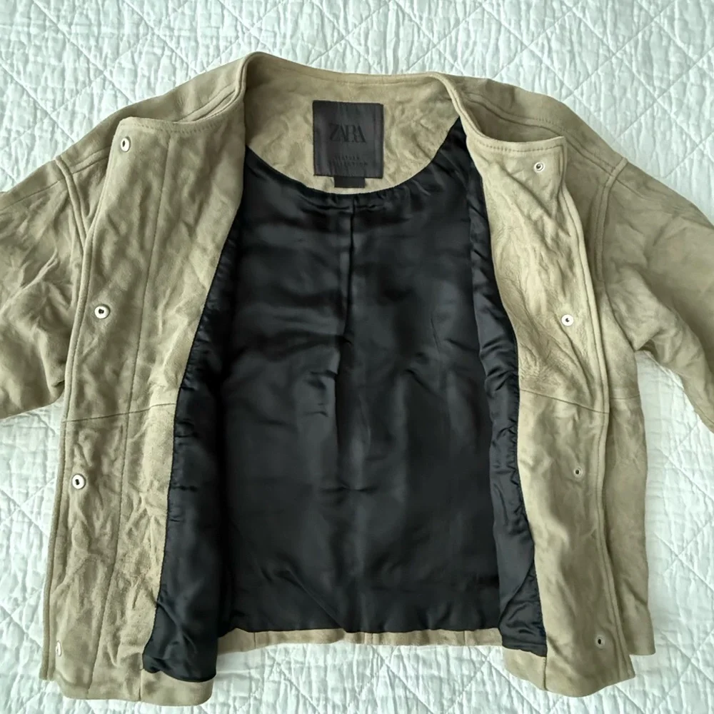 NWOT Zara ZW Collection 100% Suede Leather Jacket - Picture 9 of 12
